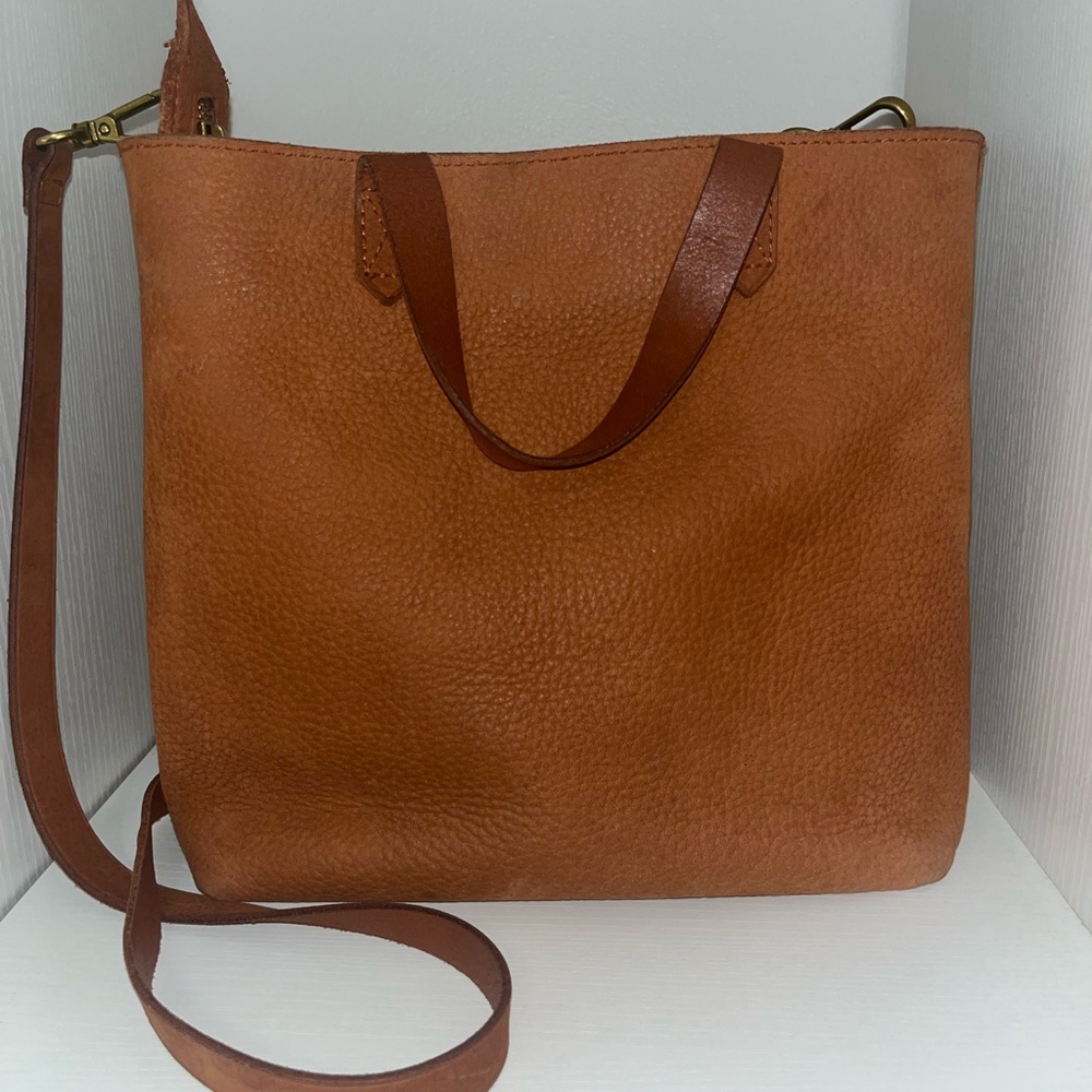 Madewell Zip Top Transport Tote Crossbody Bag in Nubuck Leather